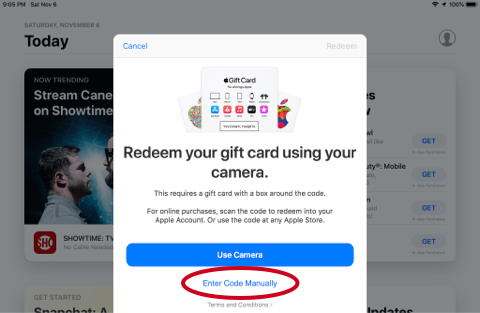 Enter Code Manually Enter Code Manually